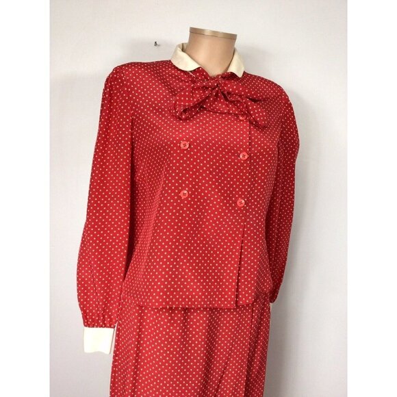 CIARO Polka Dot 80’s Silk Skirt Set Womens 8 - Picture 6 of 6